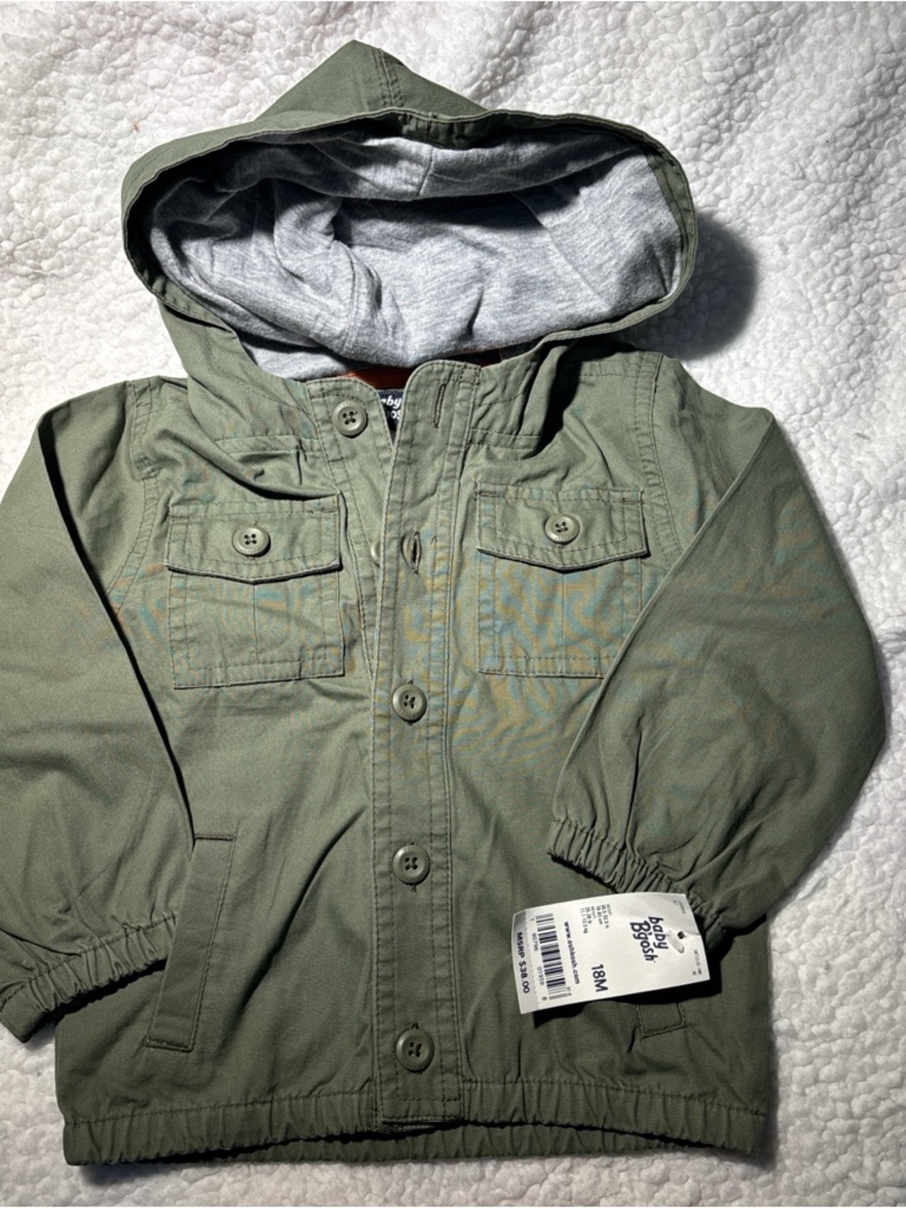 Toddler Hooded Raincoat in Olive Green